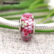 Silve Glass Flower Murano Glass bead 925 Sterling Silver jewelry fit charms bracelets necklaces DIY gift for women Spring gift 2024 - buy cheap