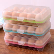 Caja de plástico de 15 rejillas para guardar huevos contenedor de comida portátil, contenedor de PP para refrigerar huevos, contenedor con tapa 2024 - compra barato