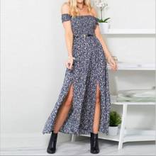 ZITY New Fashion Women Boho Off Shoulder High Waist Short Sleeve Maxi Dress Ladeis Summer Floral Beach Casual Long Sundress 2024 - buy cheap