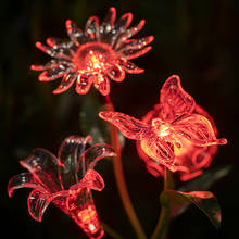 Luz LED Solar colorida de lirio, girasol, diente de león, mariposa, cambia de Color, luz LED de flores Solar para jardín, luz al aire libre 2024 - compra barato