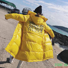Jaqueta de inverno feminina, plus size, casual, preto/amarelo, 2020, longa, grossa, quente, casaco de parca, mulheres, moda solta, com capuz de algodão, acolchoado my78 2024 - compre barato