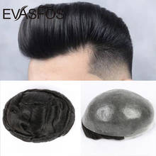 Evasfos-peruca curta masculina, aplique de cabelo remy, peças de couro fino, prótese de cabelo humano, sistema para homens 2024 - compre barato