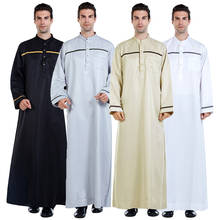 Men Saudi Arab Men Robe Dishdasha Thoub Muslim Clothing Long Sleeve Kaftan Abaya Dubai Middle East Islamic Jubba Thobe Dress New 2024 - buy cheap
