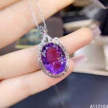 KJJEAXCMY fine jewelry 925 pure silver inlaid natural amethyst women noble heart oval Chinese style big gem pendant necklace sup 2024 - buy cheap
