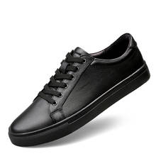 Sapatos casuais masculinos de alta qualidade, tênis macio e simples, confortável, respirável, ultra leve em couro genuíno, sapato branco 2024 - compre barato
