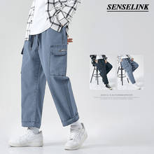 Men Plus Size Casual Cargo Pants Japanese Style Loose Blue Multi-Pocket Straight Harem Pants M-8Xl Elastic Waist Cargo Pants Men 2024 - buy cheap