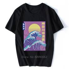 Vaporwave-Camiseta divertida de Kanagawa para hombre, camisa informal de manga corta en blanco, ropa de calle Unisex 2024 - compra barato