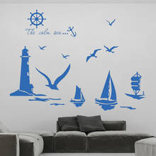 Vinyl Wall Stickers Murals Home Decor Removable Sailboat Lighthouse Seagull Art Decals for Kids Room Decoration Poster DW8828 2024 - buy cheap