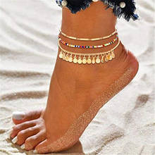 LETAPI Fashion Beach Anklet Gold Color Sequined Foot Jewelry Colorful Bead Multilayer Anklet for Woman 2024 - buy cheap