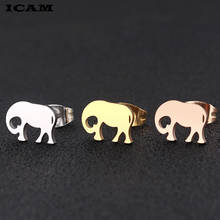 ICAM-pendientes de elefante con pasador de dibujos animados para mujer y niña, de acero inoxidable, regalo de cumpleaños para niña, arete de Animal bonito, color dorado y negro 2024 - compra barato