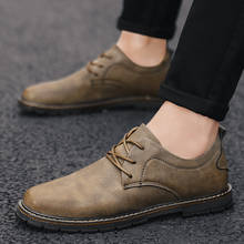 Sapatos masculinos de couro, calçado estilo oxford com cadarço 2024 - compre barato