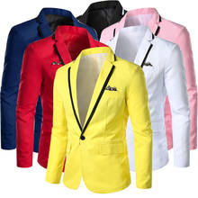 Blazer masculino homme ajuste fino para 2020 elegante casual sólido blazer festa de casamento outwear casaco de negócios encabeça masculino 2024 - compre barato