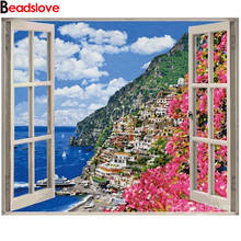 5d diy diamond Painting Positiano on the Amalfi Coast Window View full drill 3d picture of rhinestone embroidery diamond mosaic 2024 - buy cheap