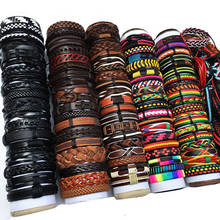 Handmade Punk Random 50pcs/set Vintage Multi-layer Charm Leather Bracelets Men Bracelets Women Wholesale Jewelry Gift  WP16 2024 - buy cheap