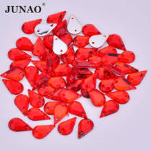 JUNAO 500Pcs 6*10mm Sewing Red Drop Rhinestone Flat Back Crystal Stone Applique Sewn Acrylic Strass Crystal for DIY Crafts 2024 - buy cheap