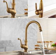Basin Faucets Antique Bathroom Sink Mixer Deck Mounted Single Handle Single Hole KitchenFaucet Brass Hot and Cold Tap ZD013 2024 - buy cheap