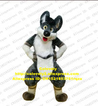 Gray White Long Fur Furry Husky Dog Fox Wolf Mascot Costume Fursuit Adult Cartoon Brand Plan Promotion Sports Events zz7674 2024 - buy cheap