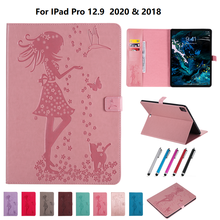 Funda de cuero PU con tapa para iPad Pro 12,9, 2020, 4. ª generación, con soporte en relieve para chica, 12,9, 3. ª generación, 2018 2024 - compra barato