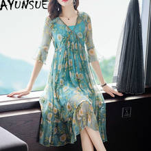 Real Silk Women Summer Dress Women Beach Dress Elegant Floral Midi Dress Women Clothes Ladies Dresses Robe Femme 68975 YY2993 2024 - buy cheap