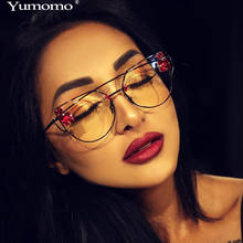 Gafas de ojo de gato con diamantes de imitación para hombre y mujer, lentes transparentes con marco ovalado, Unisex 2024 - compra barato