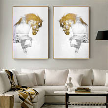 Картина Золотая лошадь из Саудовской Аравии, домашний декор, роскошное настенное искусство для гостиной, коридора, абстрактные животные, картины, большой постер 2024 - купить недорого