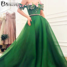 Elegante vestido de noche musulmán verde, Vestido largo de tul con cuentas de flores para fiesta de noche, 2021 2024 - compra barato