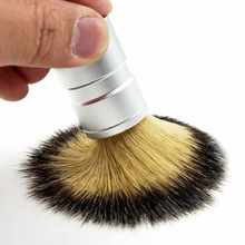 1pc masculino escova de barbear de cabelo inoxidável alça de metal macio sintético náilon cabelo barbeiro escova confortável ferramenta de barbear 2024 - compre barato