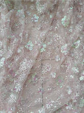 Tecido de renda de tule africano bordado de paetê de cristal tecido de renda de malha francesa bordado para moda tecido de vestido de saia popular feminino 2024 - compre barato