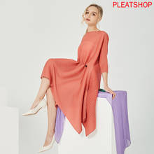 Pleated Dress Miyake Women's Loose and Plus-sized Waist Hugging Slim A- Line Dress Midi Pleats Dresses Thin Vestidos Elegant 2024 - buy cheap