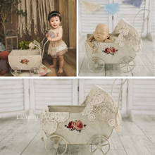 Baby Photography Props Retro Iron Cart Newborn Photo Shoot Accessories Infantil Posing Container Mini Garden Cart New Type 2024 - buy cheap