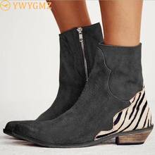 2020 Winter Women Ankle Boots Fashion Women's Boots Retro Zipper Low Heel Boots Women Warm Short Plush Leopard Boots Botas Mujer 2024 - buy cheap