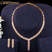 CWWZircons Elegant Dubai 585 Gold Jewellery Cubic Zirconia Women Party Dress Necklace Jewelry Sets for Wedding Brides T404 2024 - compre barato
