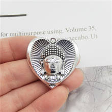 Pingente de coração antigo 32mm, charmoso de buda para colar, joia religiosa artesanal, pingente de metal diycolor, 15 peças 2024 - compre barato