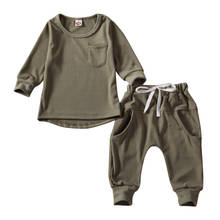 0-3Y Toddler Kids Baby Boy Girl Clothes Sets Autumn Outfits Solid Long Sleeve Tops+Pants Tracksuits Sets 2024 - buy cheap