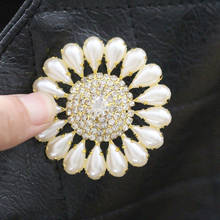 52mm Pearl Round Flower Shape rhinestone applique gold base sew on rhinestones for DIY party wedding dress bags shoes hats 2024 - buy cheap