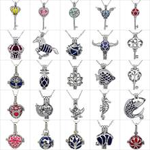 Multiple Styles Silver color Horse Crown Pearl Bead Cages Pendant Necklace Perfume Essential Oil Diffuser Locket Necklace 2024 - buy cheap