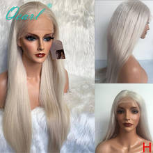 Парик из человеческих волос 60 # блонд цвет прямые кружевные передние парики свободная часть Малазийские Волосы Remy 13x4 прозрачные кружева 130% 150% Qearl 2024 - купить недорого