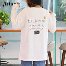 Jielur Fashion S-L T-shirts Women Full Sleeve Loose Cotton T shirt White Thicken Bottoming Cute Cartoon Female Tee Tops Spring 2024 - buy cheap