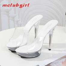 Mclubgirl Summer Sexy Nightclub Ultra-heeled Shoes Platform Sandals Transparent PVC Crystal Shoes Wedding Feminine Sandals LFD 2024 - buy cheap