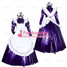 Fondcosplay adulto sexy cruz vestir sissy maid longo lockable roxo fino pvc vestido uniforme avental branco sob medida [g1750] 2024 - compre barato