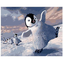 Painting By Numbers DIY Dropshipping 40x50 60x75cm Cute ice penguin colony Animal Canvas Wedding Decoration Art picture Gift 2024 - buy cheap