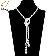 Fashion Womens Vintage Jewelry Long Knotted Simulated Pearl Necklace Beads Sweater Chain Necklaces Pendants Wholesale 2024 - buy cheap