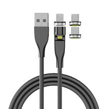 Cable USB magnético de rotación de 360 + 180 grados, Cable de carga rápida tipo C, cargador magnético, Cable Micro USB, Cable USB para teléfono móvil 2024 - compra barato