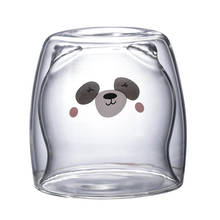 Creative 3D Glass Cup Cute Bear Double Anti-Scalding Insulation 250ml Coffee Cup Milk Juice Cup Water Mug Christmas Gift 2024 - buy cheap