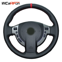 WCaRFun Hand-Stitched Black Leather steering wheel cover for Nissan Qashqai J10 X-TRAIL NV200 2008-2012 Car-Styling 2024 - купить недорого
