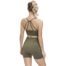 Summer Energy Seamless Yoga Set Women Fitness Clothing Sportswear Woman Gym Shorts+Padded Strappy Sports Bra 2 Pcs Sports Suits 2024 - buy cheap