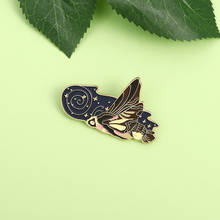 Small fresh Luminous Enamel Pin Comet Orchid Long-beaked Hawk Moth Brooches Bag Lapel Pin Badge Jewelry Gifts for friends 2024 - buy cheap
