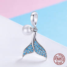 Sereia cauda pérola pingente caber pandora pulseiras diy charme mulher original jóias fazendo 925 prata esterlina presente de luxo 2024 - compre barato