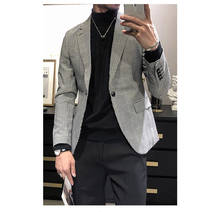 Terno xadrez casual para homens, blazer masculino corte slim, estilo xadrez casual (é apenas jaqueta) 2024 - compre barato