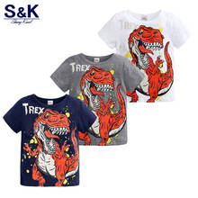 BOYS Clothing Summer Brand Children Boys Cartoon Dinosaur Letter Print Cotton T-shirt Tops Shirts Tee Summer boy clothes XC-161 2024 - buy cheap